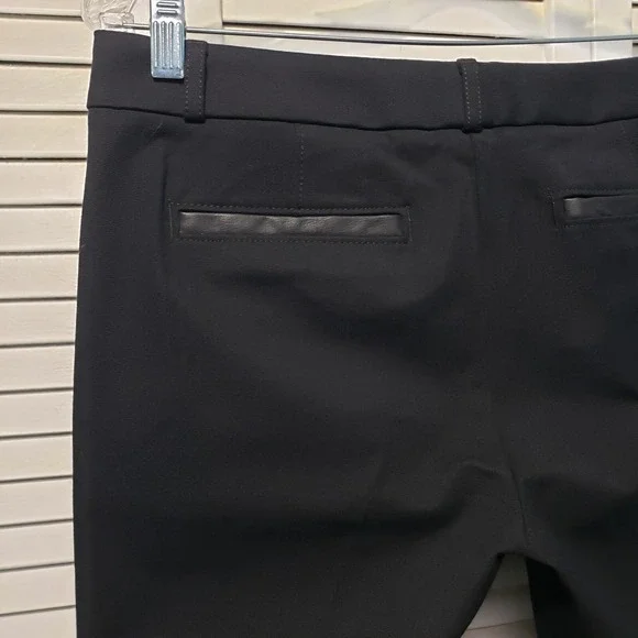 Banana Republic Sloan Fit Pants Women's 6 Black Faux Leather Stripe Down‎ Leg - Picture 6 of 13